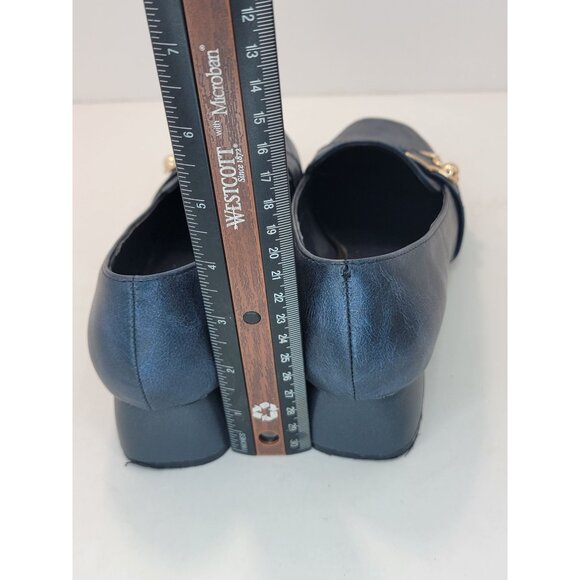 Cinak Blue Women's slip on heeled Loafers square toe cushioned SZ 7.5 C070 - Picture 4 of 7